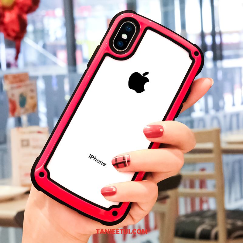 Etui iPhone Xs Anti-fall Silikonowe Przezroczysty, Pokrowce iPhone Xs Modna Marka Miękki Czerwony Netto