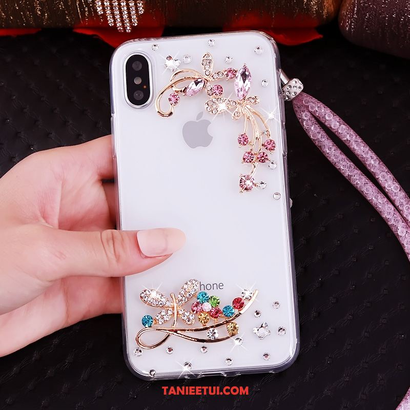 Etui iPhone Xs Czerwony Wisząca Szyja Kreatywne, Pokrowce iPhone Xs Miękki Wspornik Ring