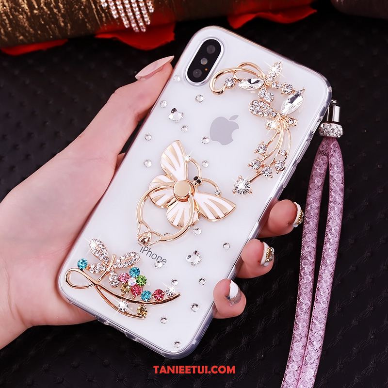 Etui iPhone Xs Czerwony Wisząca Szyja Kreatywne, Pokrowce iPhone Xs Miękki Wspornik Ring