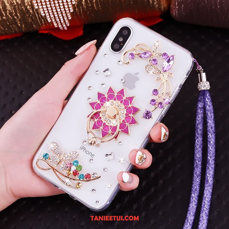 Etui iPhone Xs Czerwony Wisząca Szyja Kreatywne, Pokrowce iPhone Xs Miękki Wspornik Ring