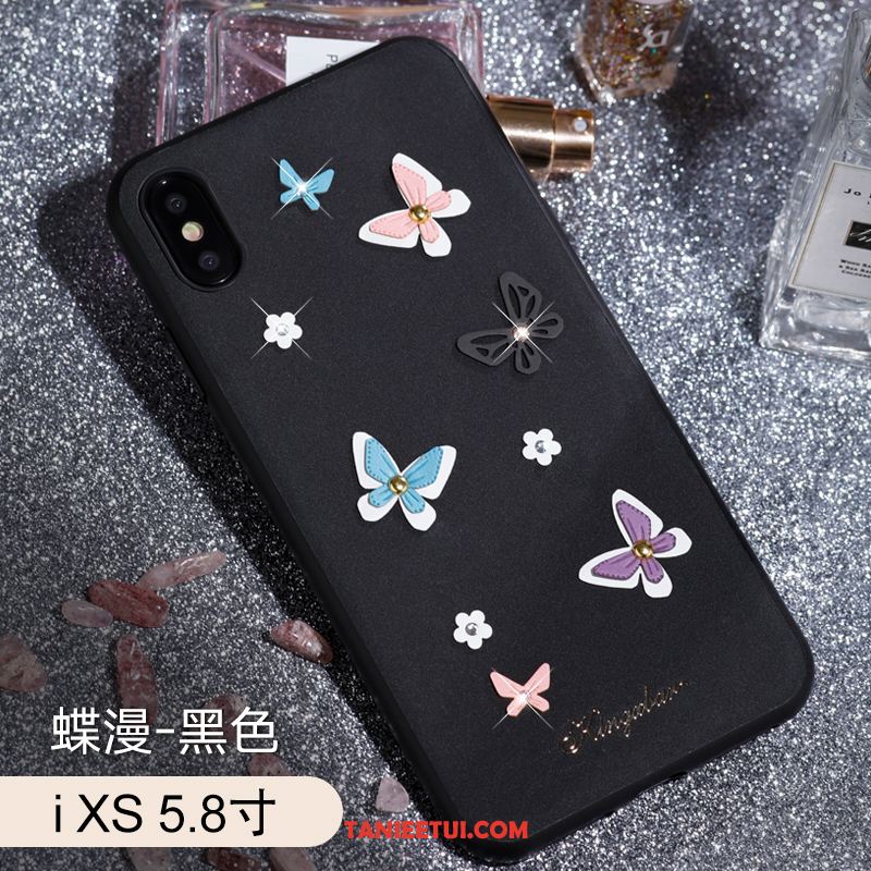 Etui iPhone Xs Luksusowy Telefon Komórkowy Cienkie, Futerał iPhone Xs Rhinestone Moda Skórzany Futerał