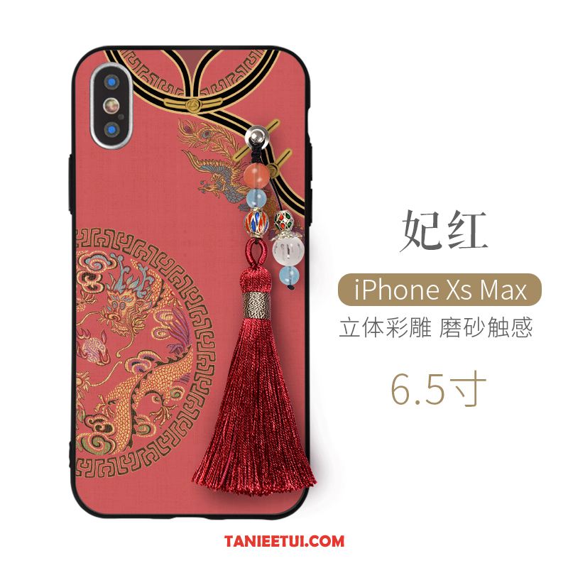 Etui iPhone Xs Max Chiński Styl Kreatywne Silikonowe, Futerał iPhone Xs Max All Inclusive Telefon Komórkowy Niebieski