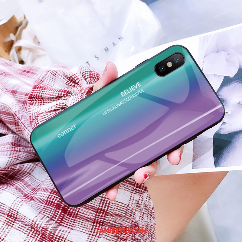 Etui iPhone Xs Max Czerwony Szkło Anti-fall, Futerał iPhone Xs Max Osobowość Proszek Nowy