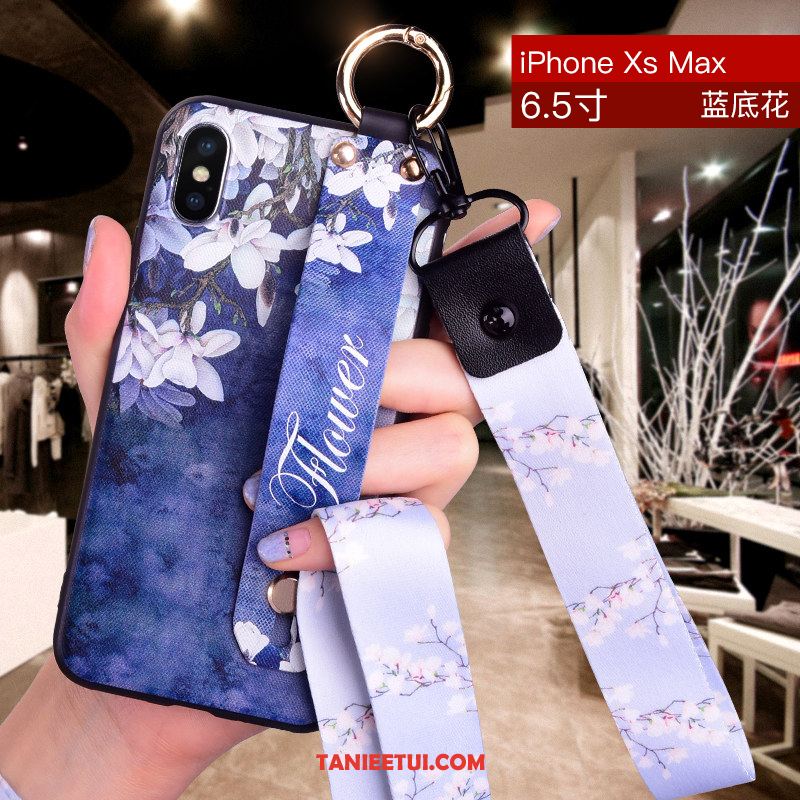 Etui iPhone Xs Max Miękki Czerwony Netto Wiszące Ozdoby, Pokrowce iPhone Xs Max Biały Kwiatowa All Inclusive