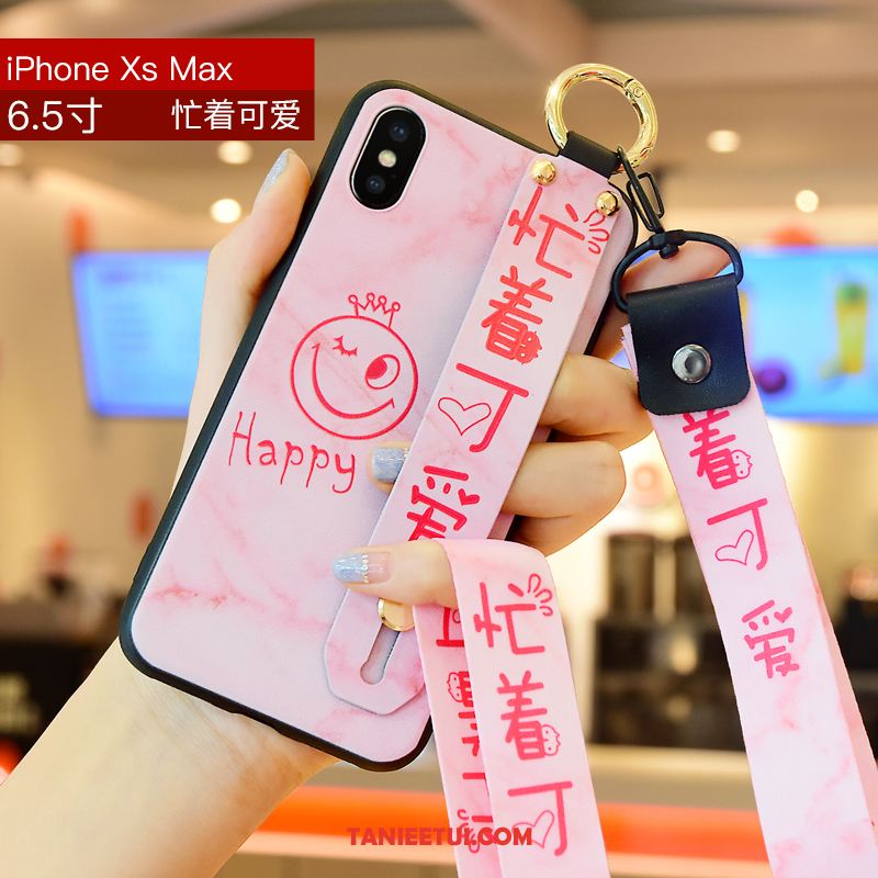 Etui iPhone Xs Max Miękki Czerwony Netto Wiszące Ozdoby, Pokrowce iPhone Xs Max Biały Kwiatowa All Inclusive