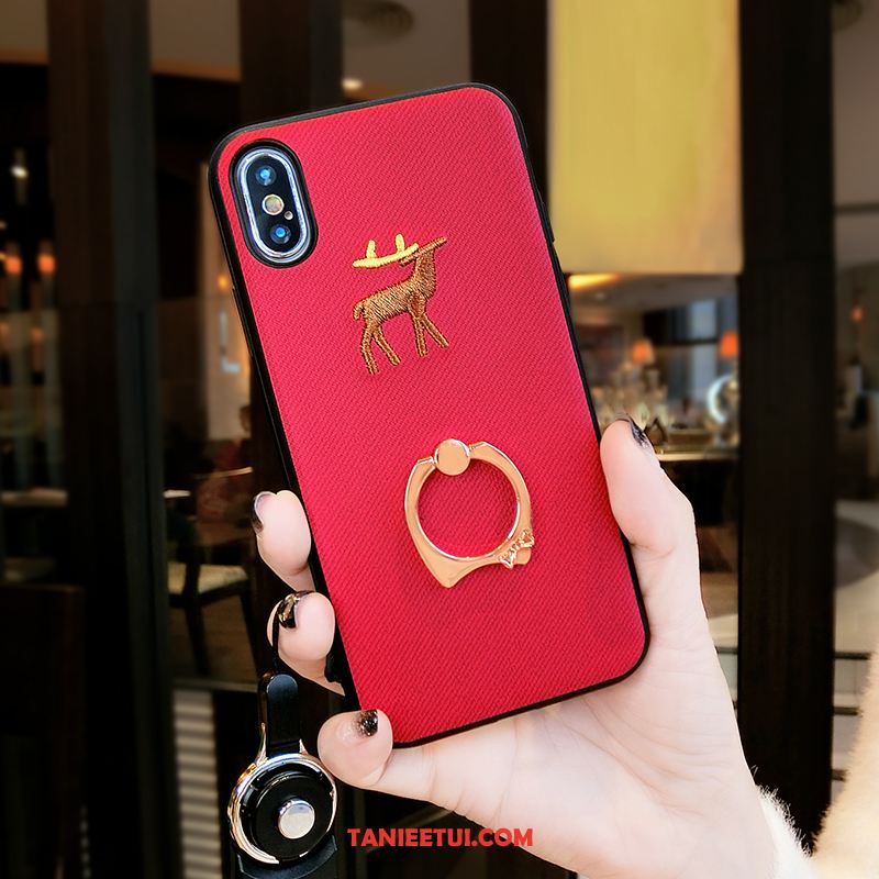 Etui iPhone Xs Max Osobowość Czerwony Anti-fall, Obudowa iPhone Xs Max All Inclusive Tendencja Z Haftem