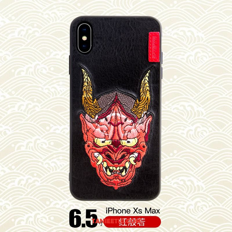 Etui iPhone Xs Max Tygrys Modna Marka Smok, Pokrowce iPhone Xs Max Z Haftem Telefon Komórkowy Czarny