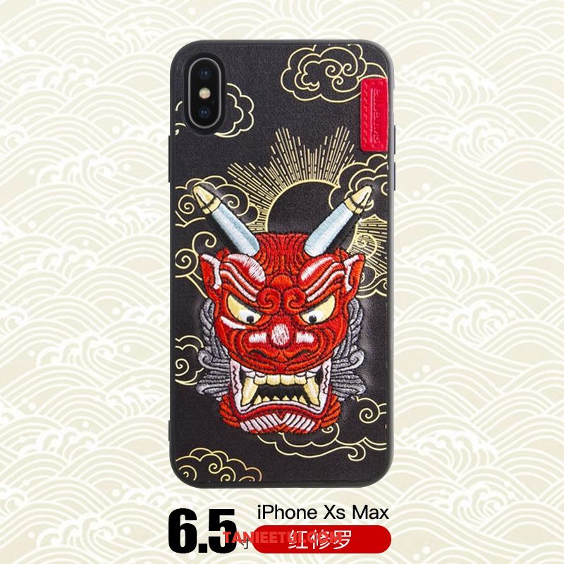 Etui iPhone Xs Max Tygrys Modna Marka Smok, Pokrowce iPhone Xs Max Z Haftem Telefon Komórkowy Czarny