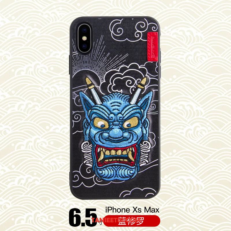 Etui iPhone Xs Max Tygrys Modna Marka Smok, Pokrowce iPhone Xs Max Z Haftem Telefon Komórkowy Czarny