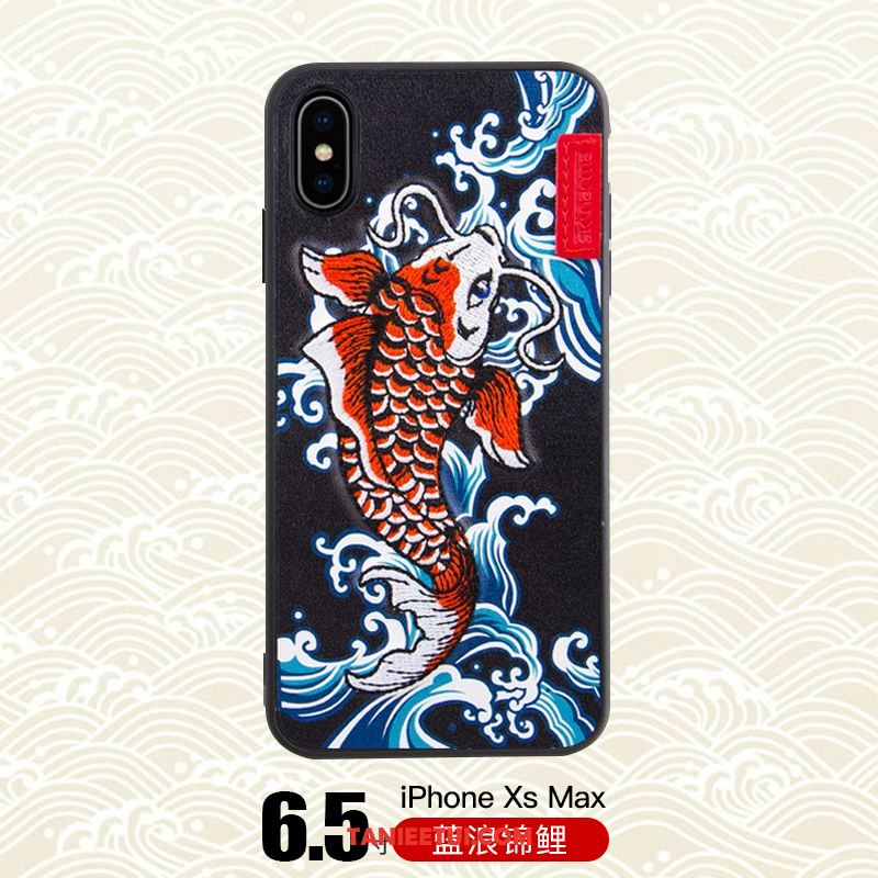 Etui iPhone Xs Max Tygrys Modna Marka Smok, Pokrowce iPhone Xs Max Z Haftem Telefon Komórkowy Czarny