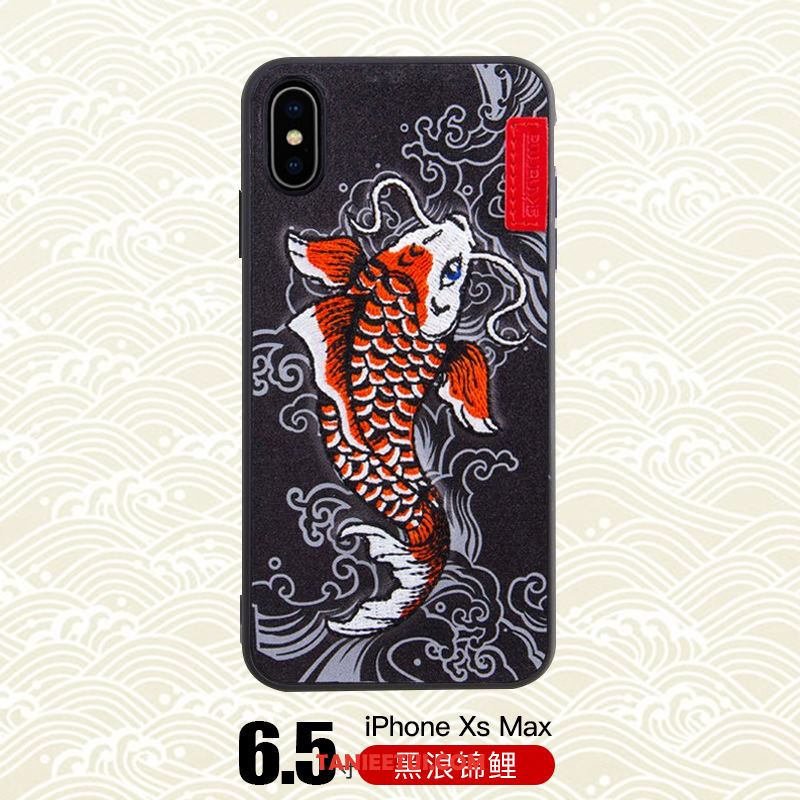 Etui iPhone Xs Max Tygrys Modna Marka Smok, Pokrowce iPhone Xs Max Z Haftem Telefon Komórkowy Czarny