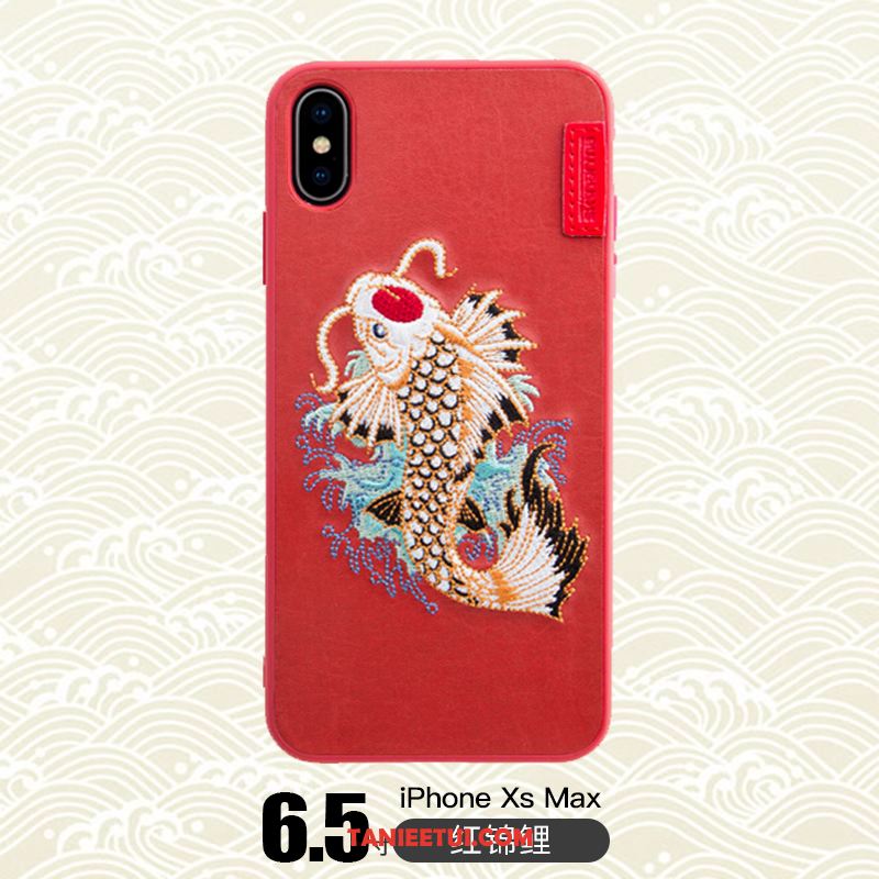 Etui iPhone Xs Max Tygrys Modna Marka Smok, Pokrowce iPhone Xs Max Z Haftem Telefon Komórkowy Czarny