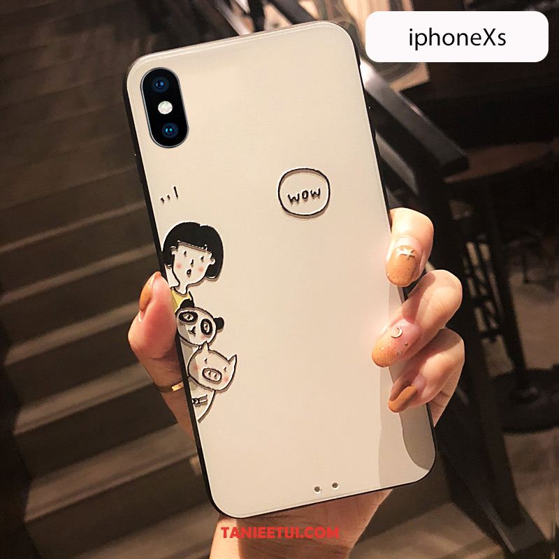 Etui iPhone Xs Miękki Relief Piękny, Pokrowce iPhone Xs Nowy All Inclusive Anti-fall Beige