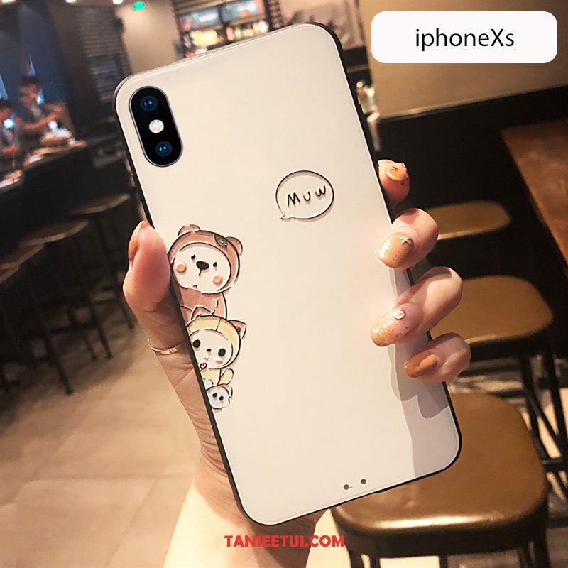 Etui iPhone Xs Miękki Relief Piękny, Pokrowce iPhone Xs Nowy All Inclusive Anti-fall Beige