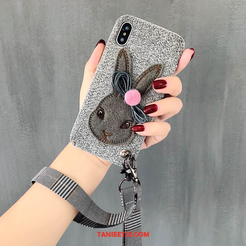 Etui iPhone Xs Miękki Telefon Komórkowy Kreatywne, Obudowa iPhone Xs Bunny Osobowość Płótno