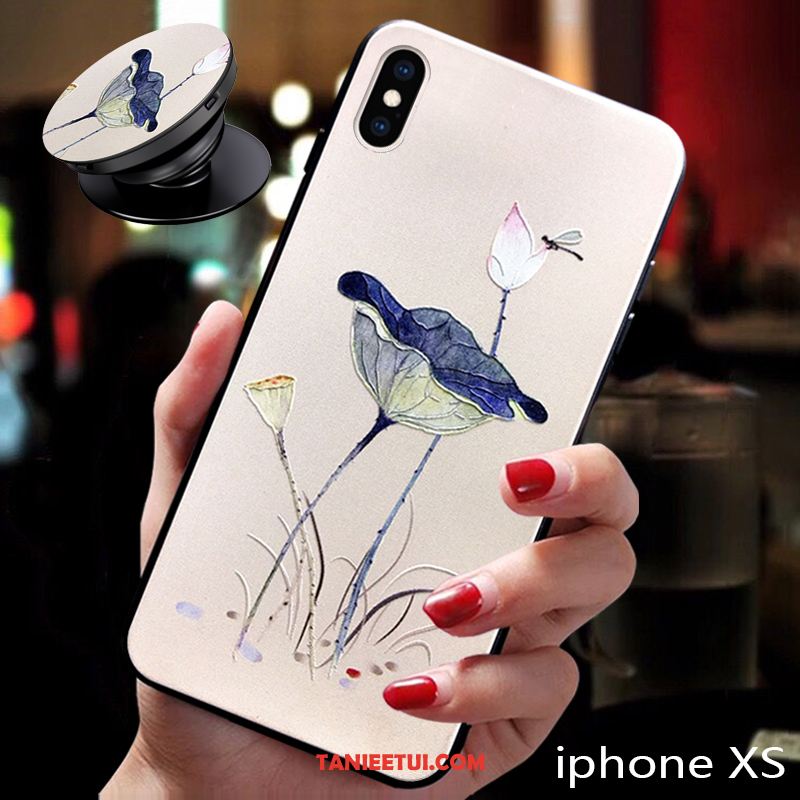 Etui iPhone Xs Telefon Komórkowy Czerwony Netto Relief, Pokrowce iPhone Xs Modna Marka Silikonowe Cienkie