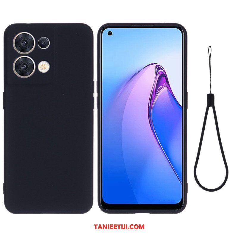 Futerały do Oppo Reno 8 z Łańcuch Płynny Silikon W Paski