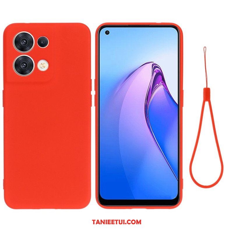 Futerały do Oppo Reno 8 z Łańcuch Płynny Silikon W Paski