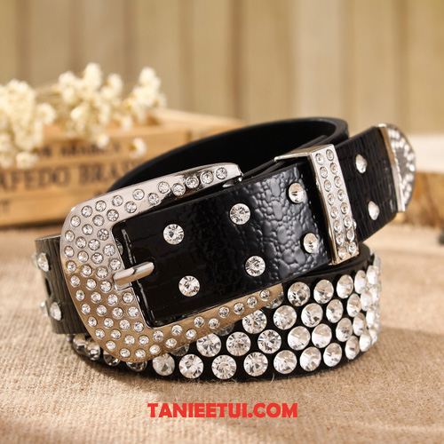 Paski Damskie Trendy Nowe Moda, Paski Damska Rhinestone Pu Weiß