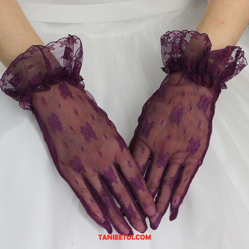 Rękawiczki Damskie Ślubna Koronkowe Sukienka, Rękawiczki Koronka Ciemnozielony Przezroczysty Rot Blau Rosa Grau
