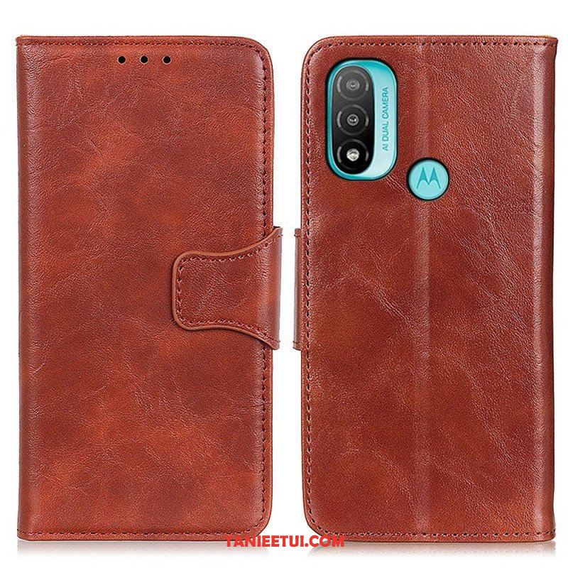 Skórzany Futerał do Moto E40 / E30 / E20 Etui Folio Dwustronna Klapka Magnetyczna
