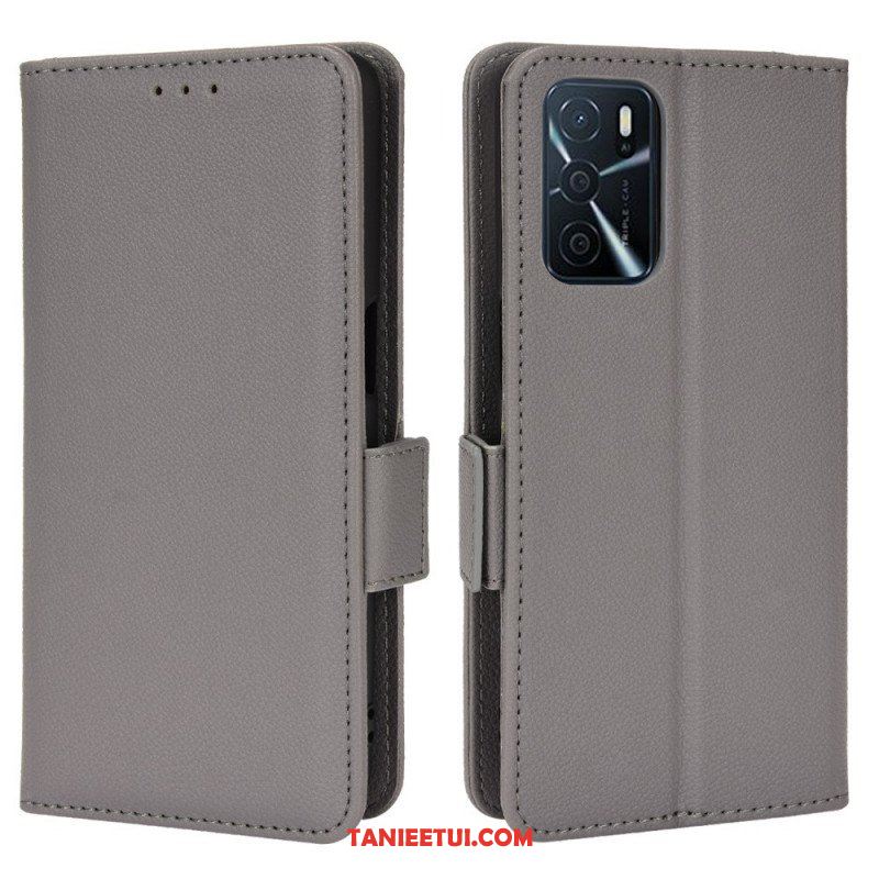 Skórzany Futerał do Oppo A16 / A16s Etui Folio Flap Double Litchi Nowe Kolory