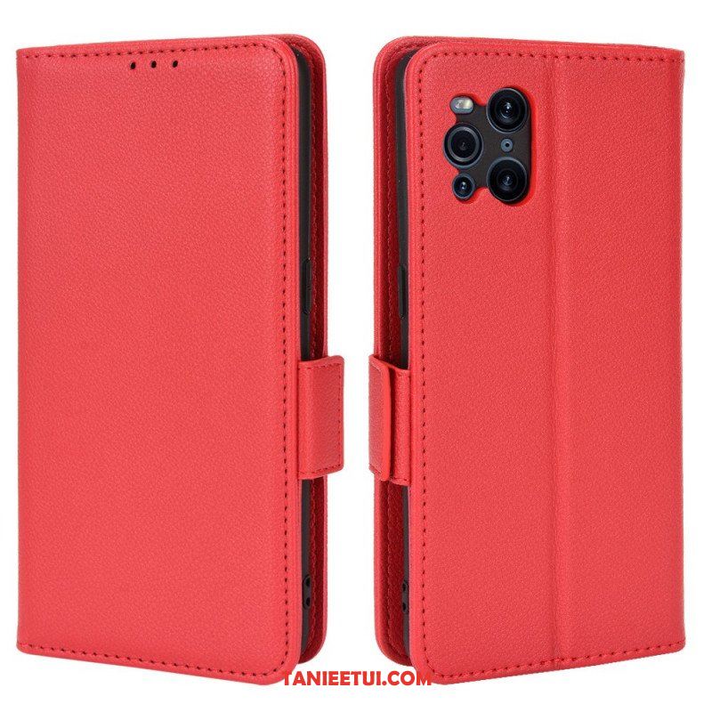 Skórzany Futerał do Oppo Find X3 Pro Etui Folio Flap Double Litchi Nowe Kolory