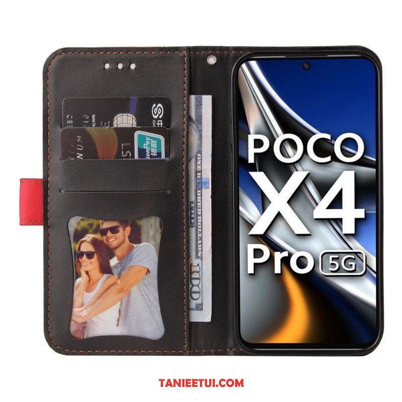 Skórzany Futerał do Poco X4 Pro 5G Dwukolorowy Z Paskiem