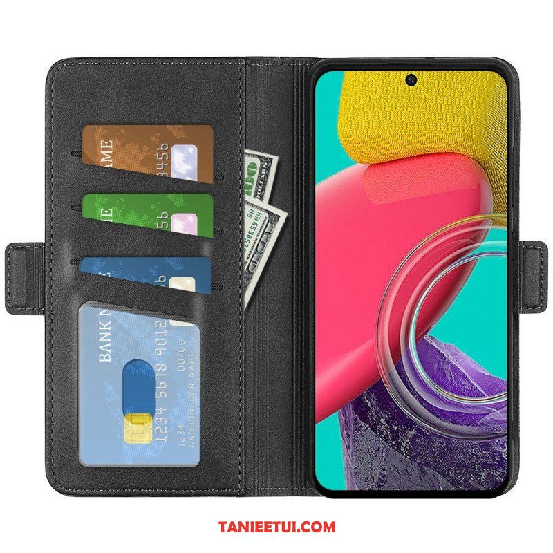 Skórzany Futerał do Samsung Galaxy M53 5G Etui Folio Podwójna Klapa