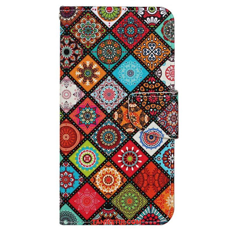 Skórzany Futerał do Xiaomi 12T / 12T Pro Patchwork Ze Smyczą