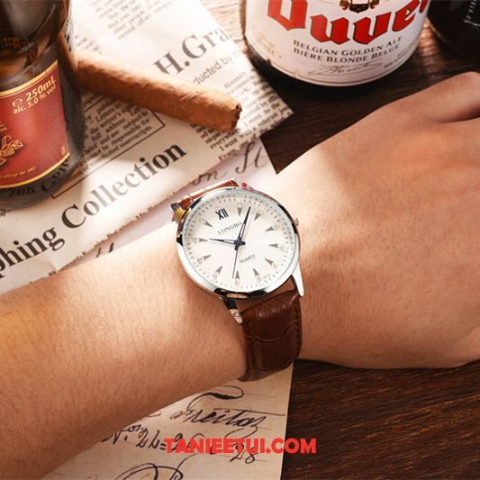 Zegarek Męskie Biznes Zegarek Na Rękę Student, Zegarek Świecące Zegarek Kwarcowy Trendy Weiß Braun