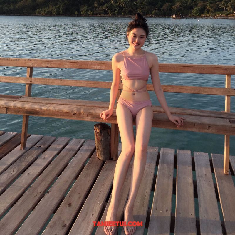 Bikini Damskie Pas Dwa Kawałki Seksowna, Bikini Strój Kąpielowy Różowy Uniform