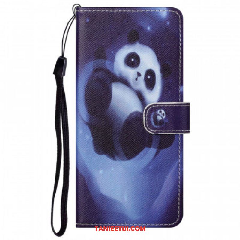 Etui Folio do Google Pixel 6A z Łańcuch Kosmiczna Panda Z Paskami