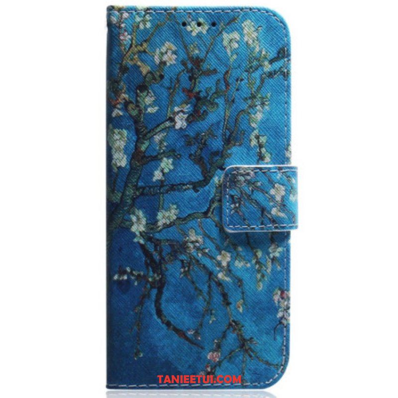 Etui Folio do Honor Magic 5 Lite z Łańcuch Paskowe Gałęzie Kwiatów