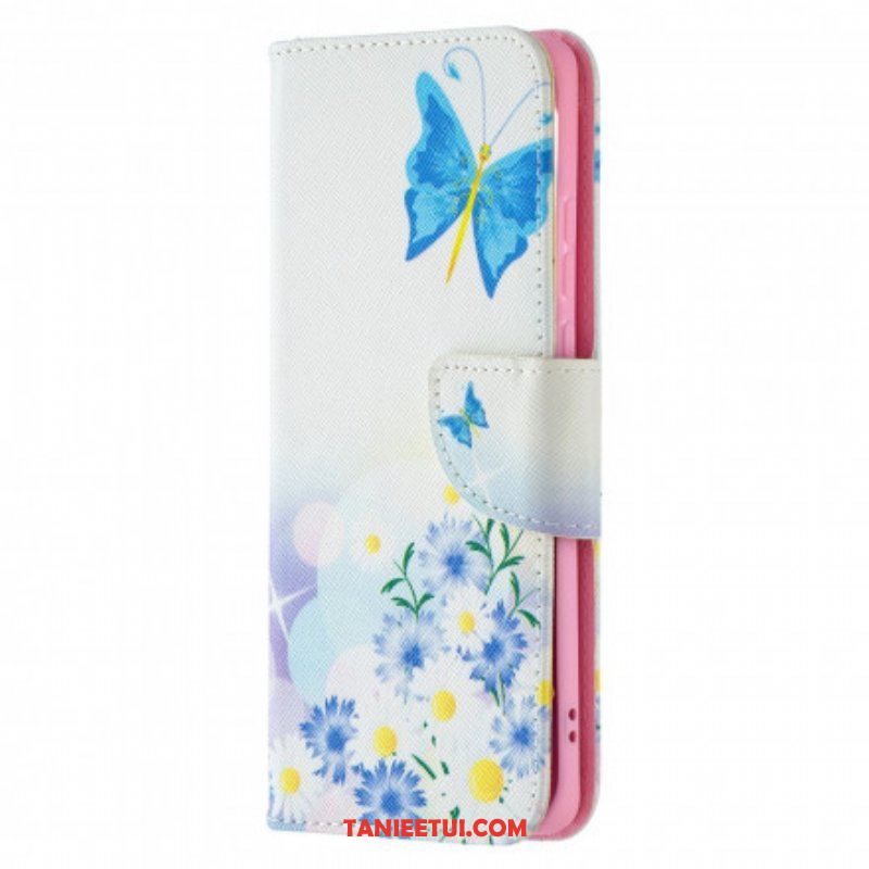 Etui Folio do Huawei P50 Pro Malowane Motyle I Kwiaty