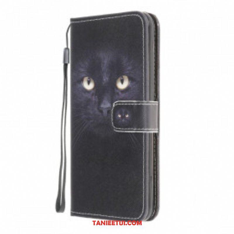 Etui Folio do Moto G50 z Łańcuch Czarne Kocie Oczy W Paski