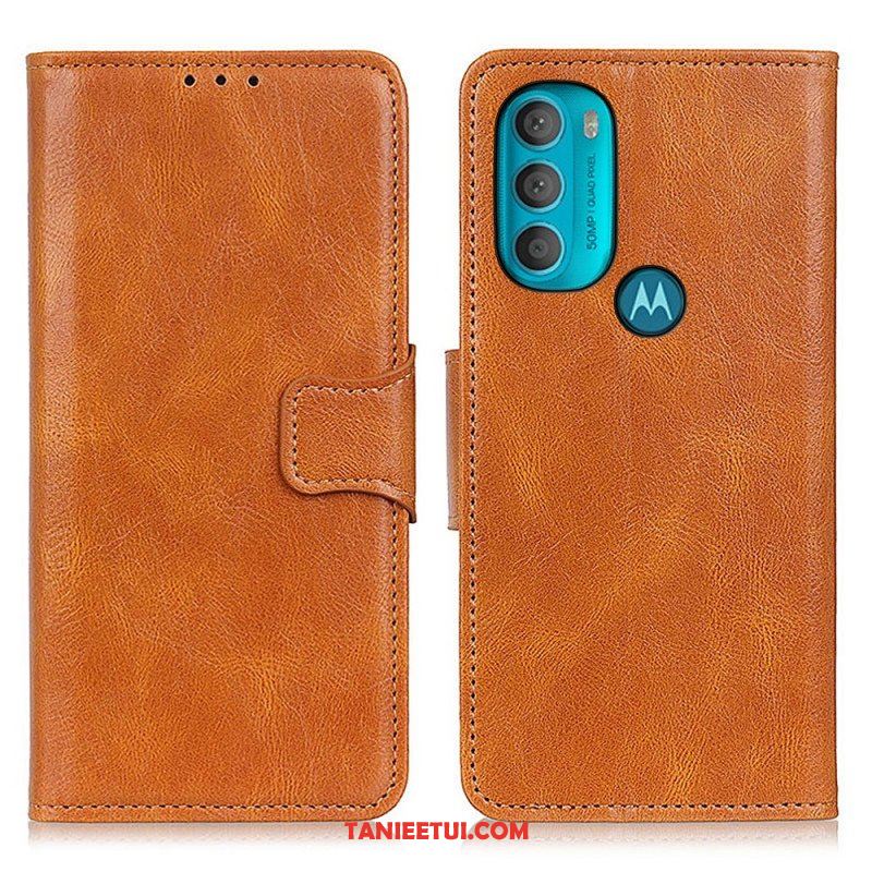 Etui Folio do Moto G71 5G Dwustronne Zapięcie Z Efektem Skóry