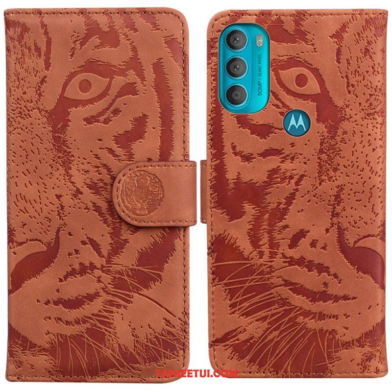 Etui Folio do Moto G71 5G Nadruk Twarzy Tygrysa