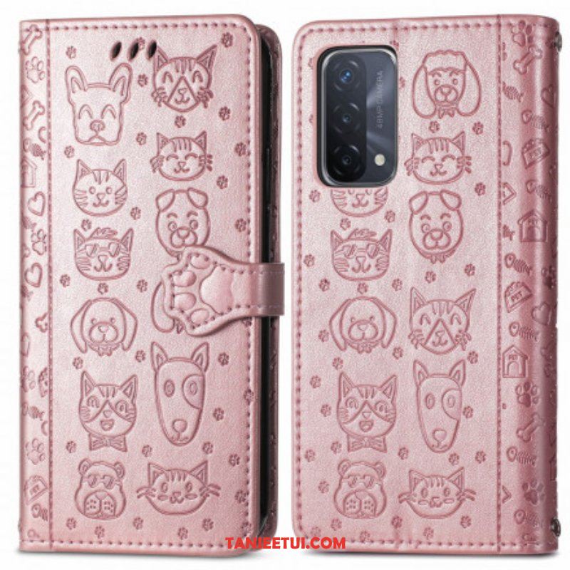 Etui Folio do Oppo A54 5G / A74 5G Animowane Zwierzęta