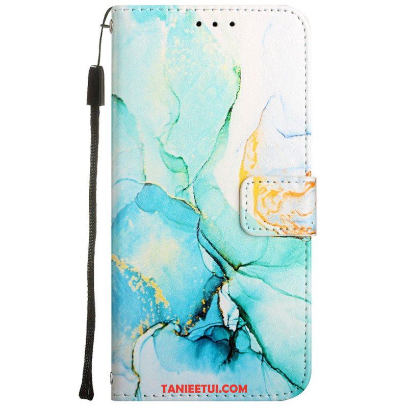 Etui Folio do Oppo A54 5G / A74 5G Marmur Ze Smyczą