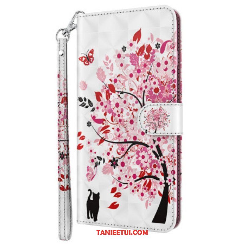 Etui Folio do Oppo A94 5G Drzewo Różane Ze Smyczą