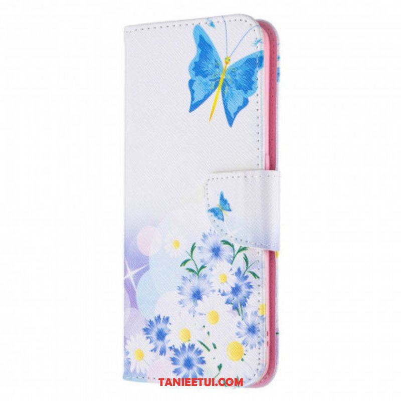 Etui Folio do Oppo A94 5G Malowane Motyle I Kwiaty