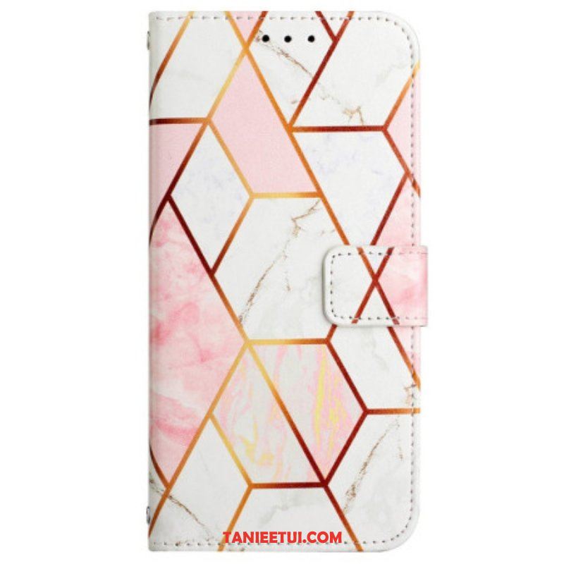 Etui Folio do Oppo A94 5G Marmurowy Geometryczny Z Paskiem