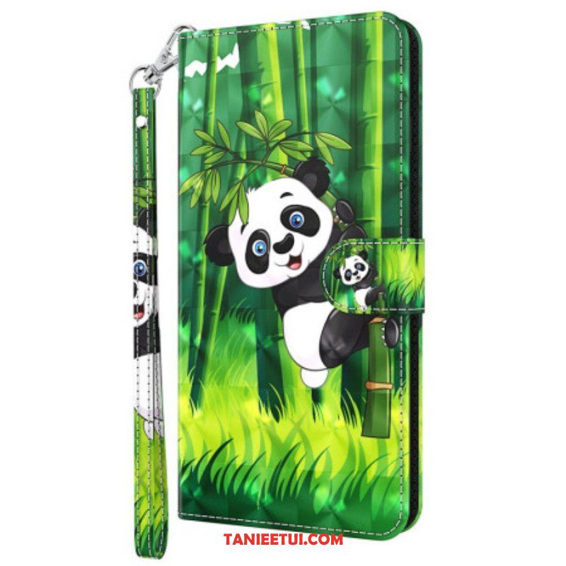 Etui Folio do Oppo A94 5G Panda Ze Smyczą