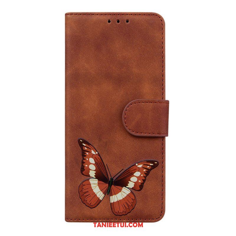 Etui Folio do Poco M4 Pro 5G Motyl Dotykający Skóry