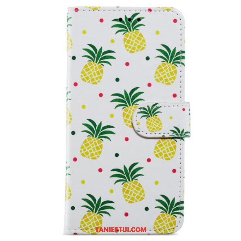 Etui Folio do Poco X4 Pro 5G z Łańcuch Paskowaty Ananas