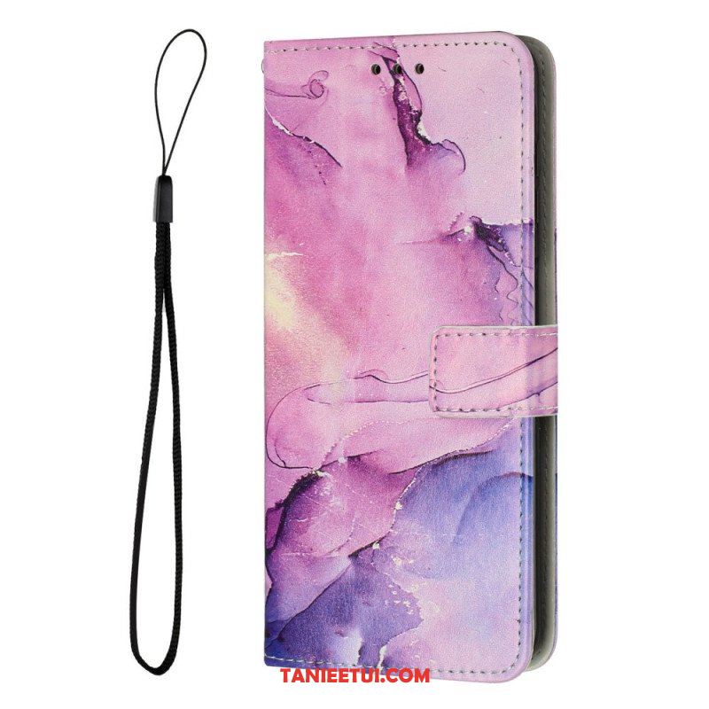 Etui Folio do Samsung Galaxy A14 / A14 5G z Łańcuch Pasek Marmuru