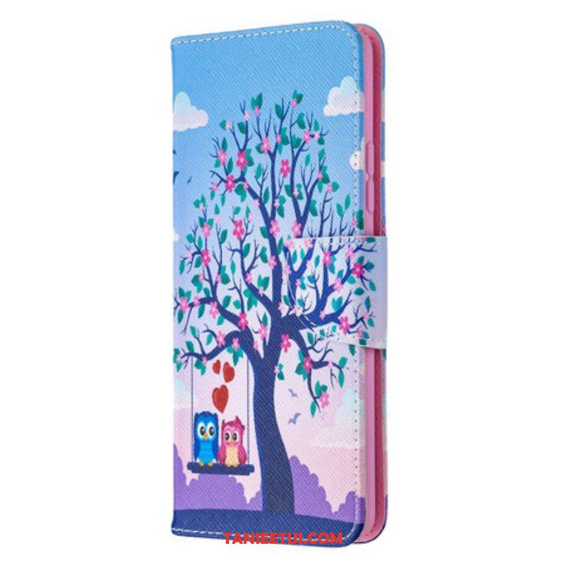 Etui Folio do Samsung Galaxy A42 5G Sowy Na Huśtawce