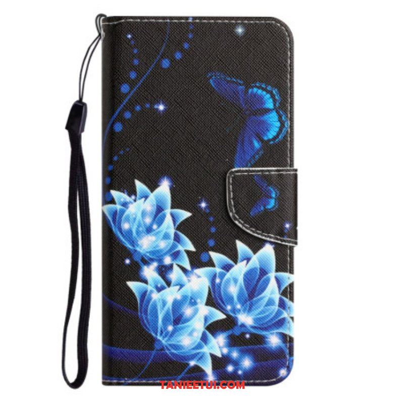 Etui Folio do Samsung Galaxy A54 5G z Łańcuch Motyle W Nocy Strappy