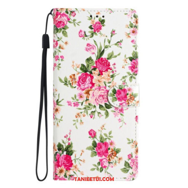 Etui Folio do Samsung Galaxy A54 5G z Łańcuch Pasek Liberty Flowers